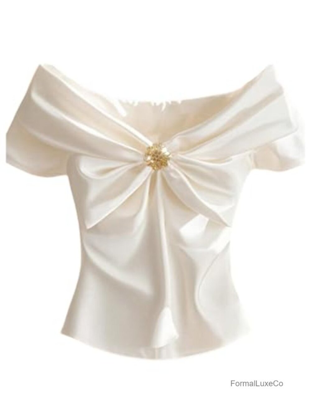 Satin Silk Bow Blouse Dressy Short Sleeve V Neck Business Casual Shirt